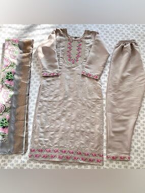 3pc Floral Embroidered Party Wear Shalwar Kameez
